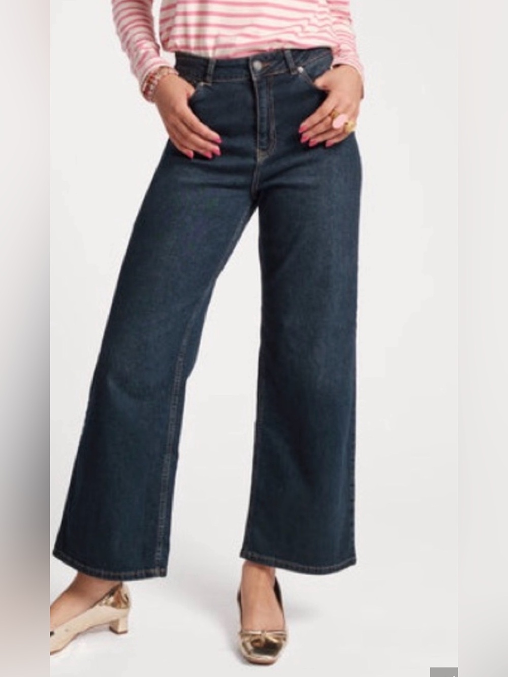 Frances Valentine Stretch High Rise Wide Leg Lightweight Denim Jeans Size 6